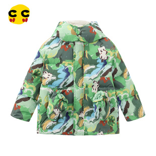 clanc潮牌童装25冬季新品男童加厚保暖羽绒服时尚印花撞色羽绒服