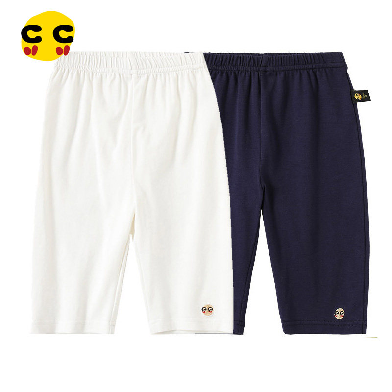 clanc韩版潮牌夏新款女童纯棉简约百搭七分打底裤2件套