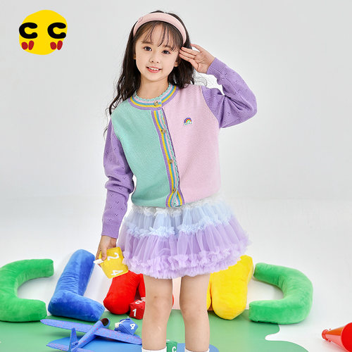 clanc休闲甜美春秋女童针织开衫