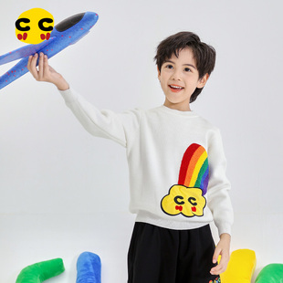 clanc童装24年秋季新款男童毛衣针织衫儿童多彩内搭圆领打底衫