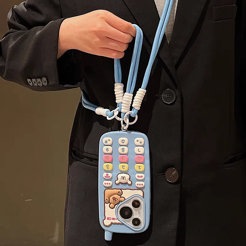 立体小灵通电话可爱狗狗适用华为Mate60Pro手机壳pura70保护套鼎桥M40软硅胶p50背带斜挎长挂绳p70por+女款5G