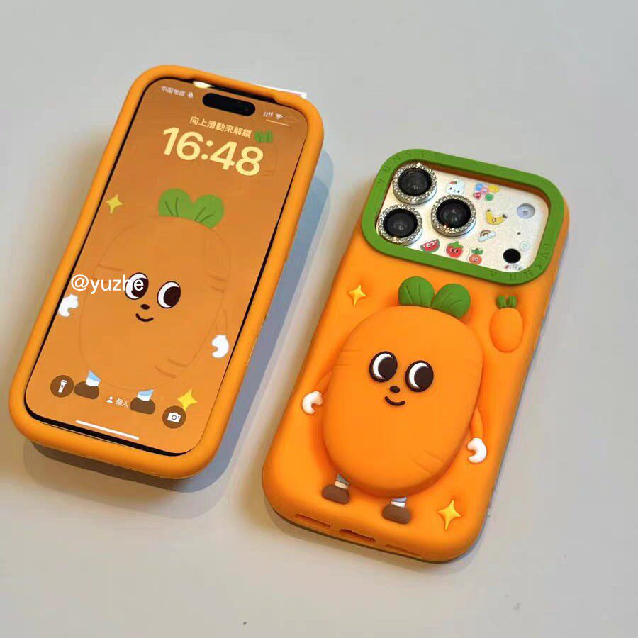 卡通可爱胡萝卜支架适用苹果17promax手机壳iPhone16