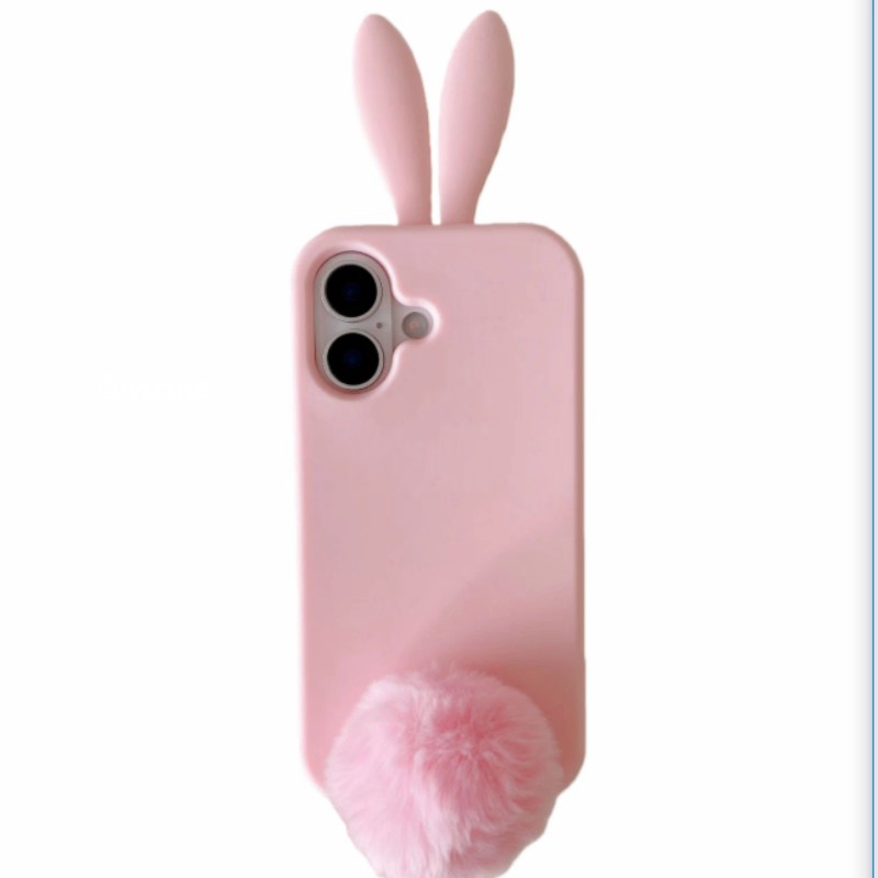 立体纯色兔子耳朵适用苹果17promax手机壳iPhone16全包保护套15软硅胶防摔外壳14潮女新13毛毛绒卡通可爱日韩