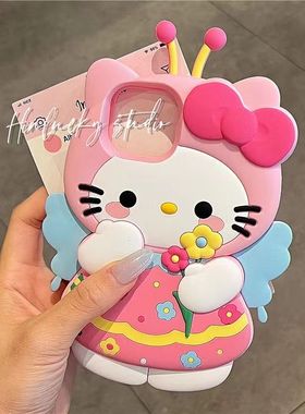 适用OPPOA97卡通可爱粉kt猫A93手机壳A2m立体A1i软硅胶A57 5G全包A2m保护套A55女58新款k10x潮k9s萌v23真我Q5