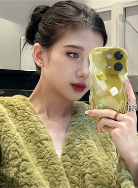 适用OPPOA97绿色晕染A96手机壳A58X小清新A57全包a72保护套a55女款a56波浪边a92s时尚A8潮创意A11软硅胶A325G