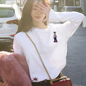 打底衫 长袖 女修身 韩版 t恤女白色 显瘦纯棉春秋体恤大码 2026新款