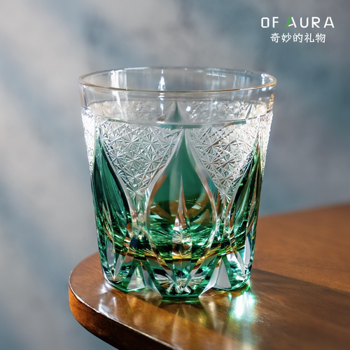 AURA'S翡翠水滴日式切子水晶杯