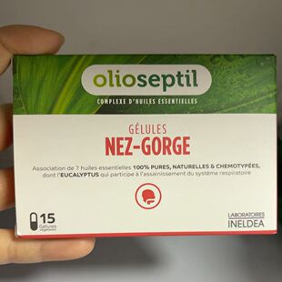 Gorge 15粒 Nez 现法国Ineldea舒缓清洁鼻喉植物精油Olioseptil