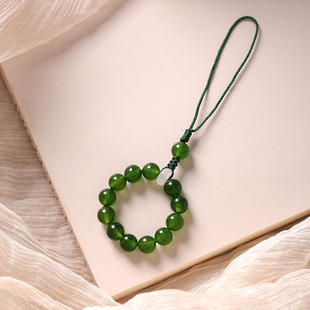 绿玉髓指环扣手机链挂绳挂件文艺风精致挂饰包包钥匙吊坠女款防丢