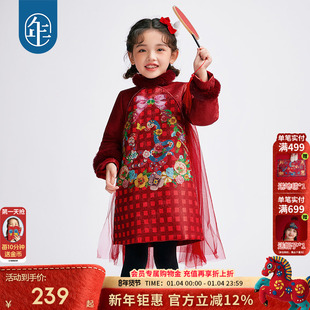 年衣童装女童改良旗袍连衣裙冬季新款儿童演出服甜美新中式棉服