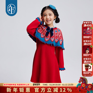 年衣童装儿童秋冬连衣裙新款冬装女童新年裙子宝宝拜年服过年衣服