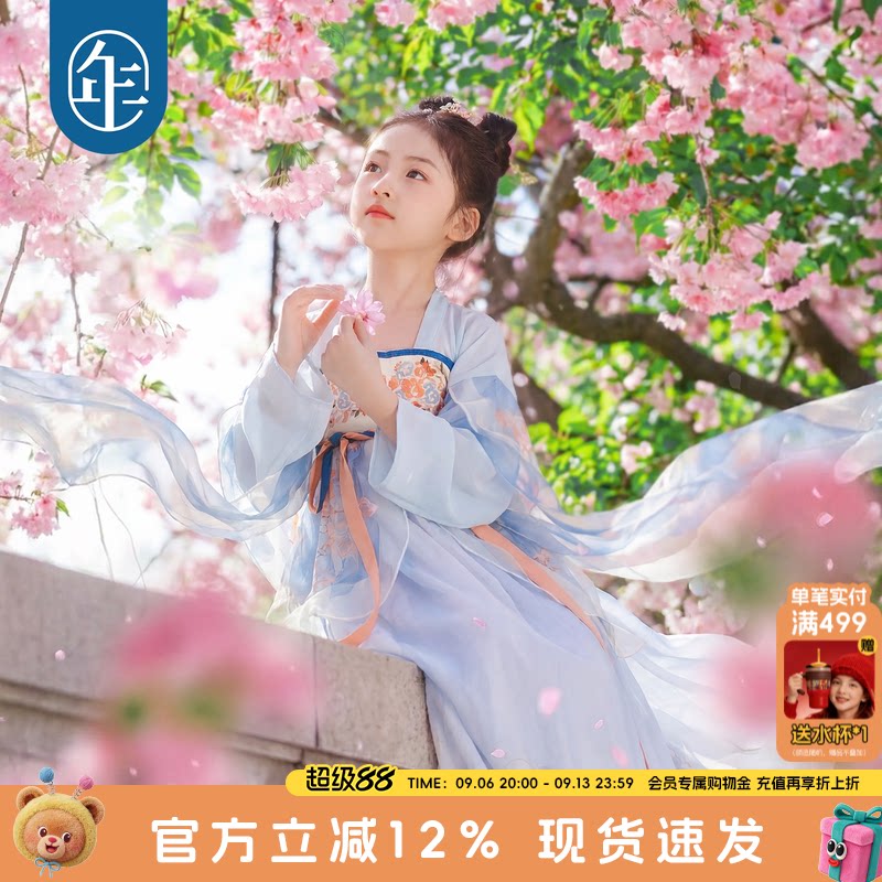 年衣童装女童唐装汉服夏季薄款儿童改良襦裙古装中秋节连衣裙汉服图片