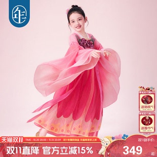 年衣童装儿童汉服裙女童秋季新款改良汉服中式古风连衣裙中秋礼服