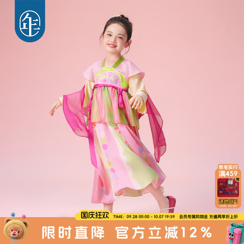 年衣童装儿童唐装汉服裙女童春装新款改良新中式中秋节国风连衣裙
