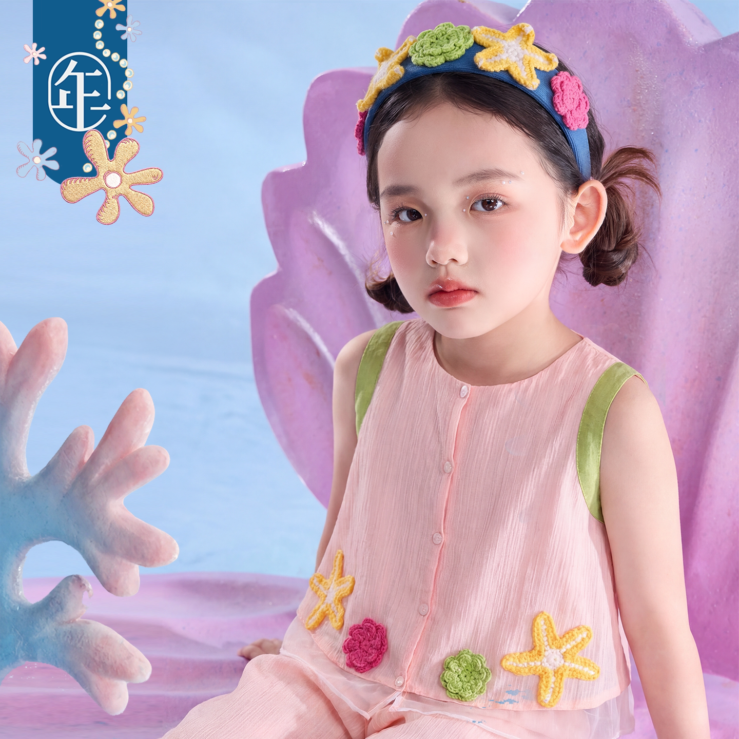 【轻游时光发箍】年衣儿童针织发箍儿童发饰女孩手钩花朵民族风图片