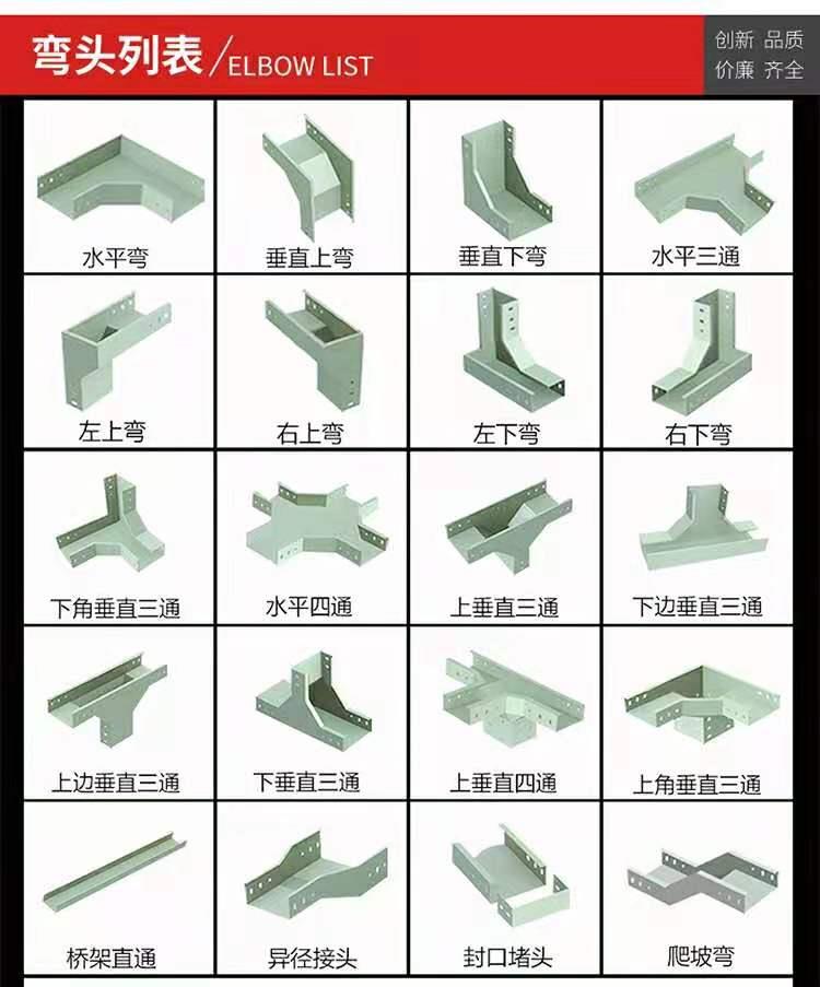 电缆桥架弯头水平弯三通四通左上右下垂直弯异径接头大小头变径.