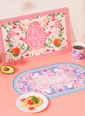 布兰兔的茶原创插画茶席茶垫茶具配件茶垫布吸水餐桌隔热垫茶杯垫