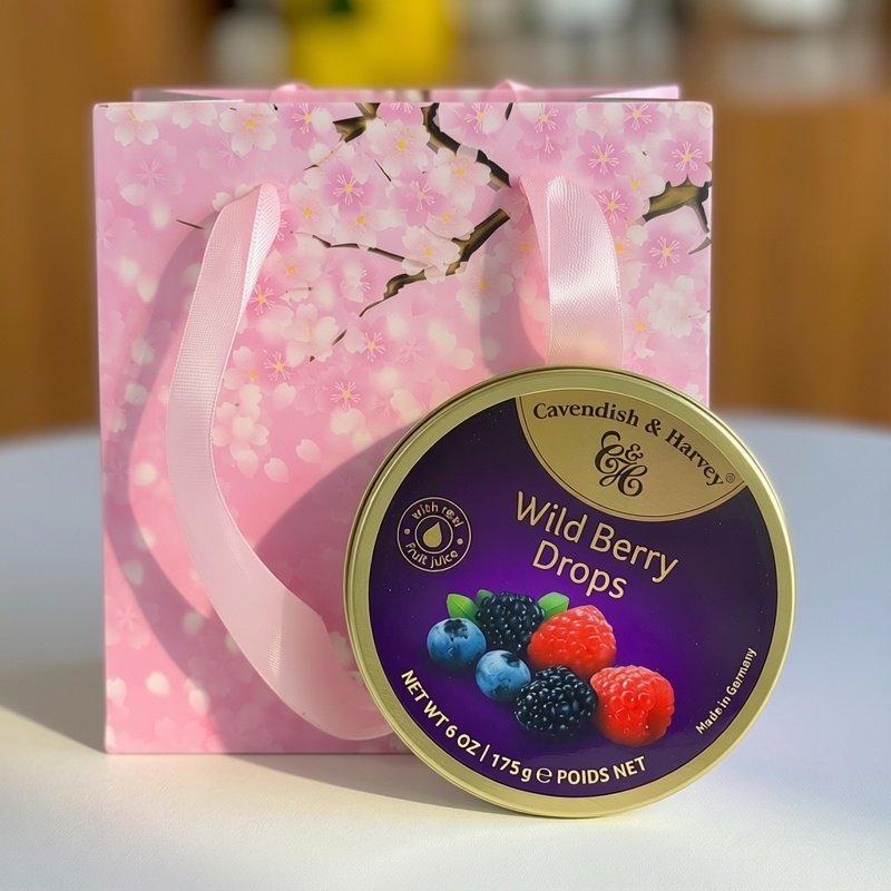 樱花礼袋装德国嘉云水果糖进口铁罐果汁糖送女友恋人老师传情表白