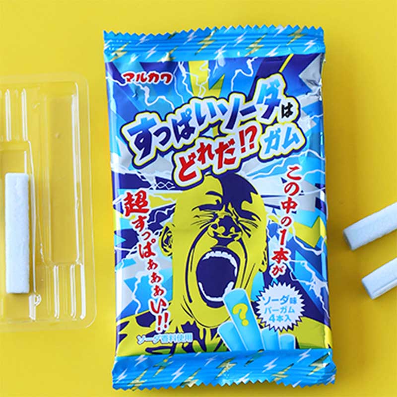 日本进口丸川 条状汽水味口香糖每袋4支基胶糖果儿童趣味零食品