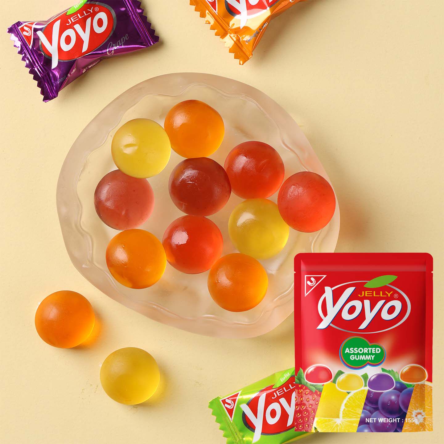 泰国进口YOYO什锦果汁软糖四味混合QQ弹弹果汁糖结婚喜糖真方食品
