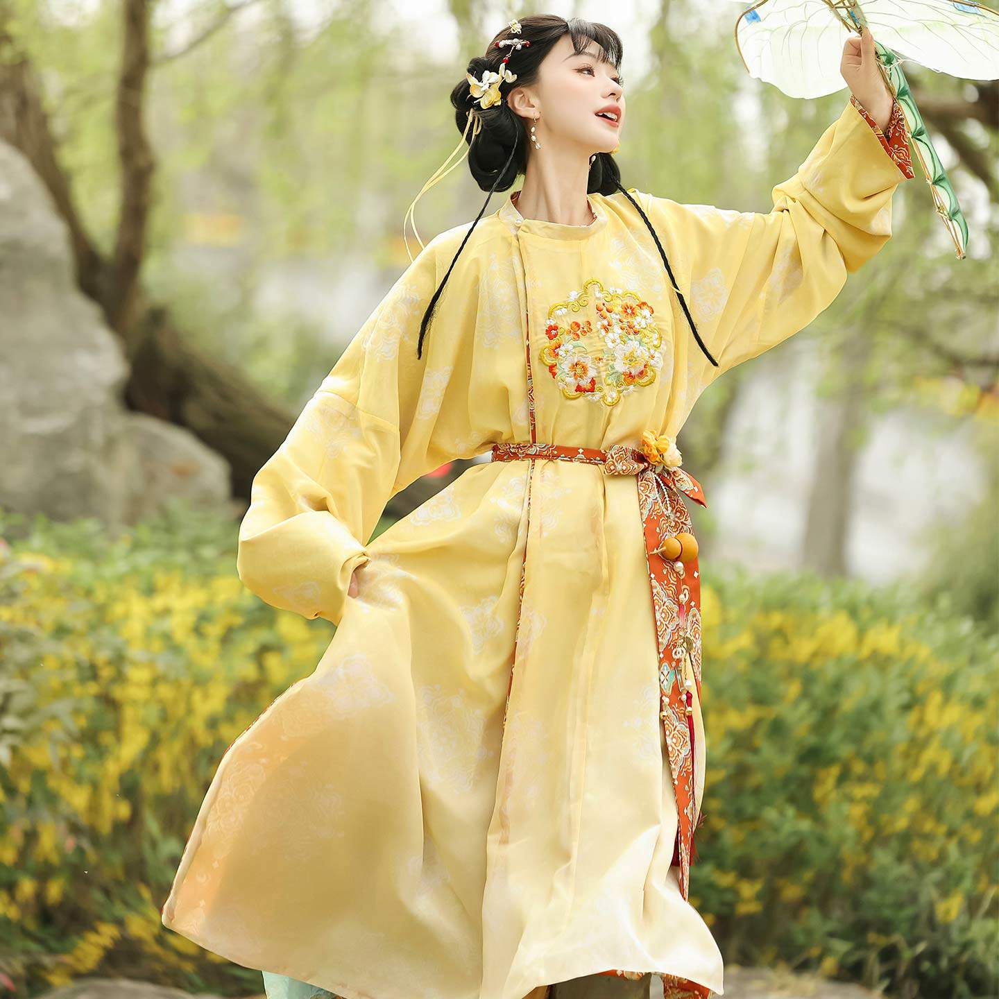 茵卡蕾原创唐制汉服女中国风双面圆领袍灯笼裤套装夏日常通勤可穿