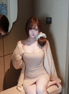 居家小囡|温柔纯欲性感吊带裙弹力修身显瘦-手工钩针系带针织开衫