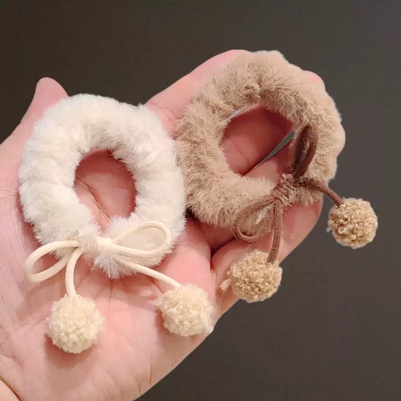 高弹力毛球发绳ins可爱发饰