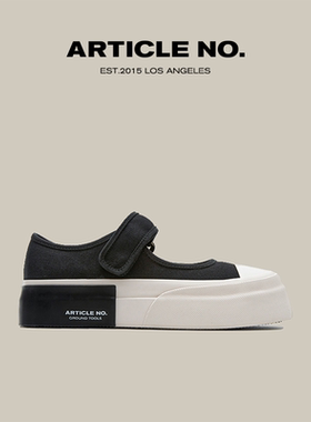 ARTICLE NO.圆头法式复古单鞋增高厚底帆布玛丽珍女鞋夏季