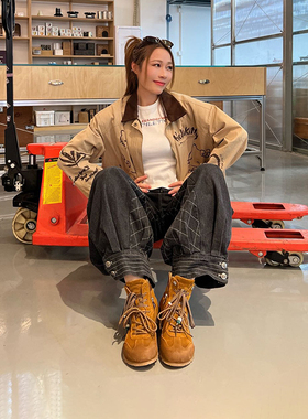 25新品ARTICLE NO.复古棕色运动靴拳击靴短靴时装鞋平底女靴秋冬