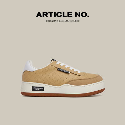 ARTICLE NO.051X卡其米褐美式板鞋冲孔透气小白鞋增高厚底