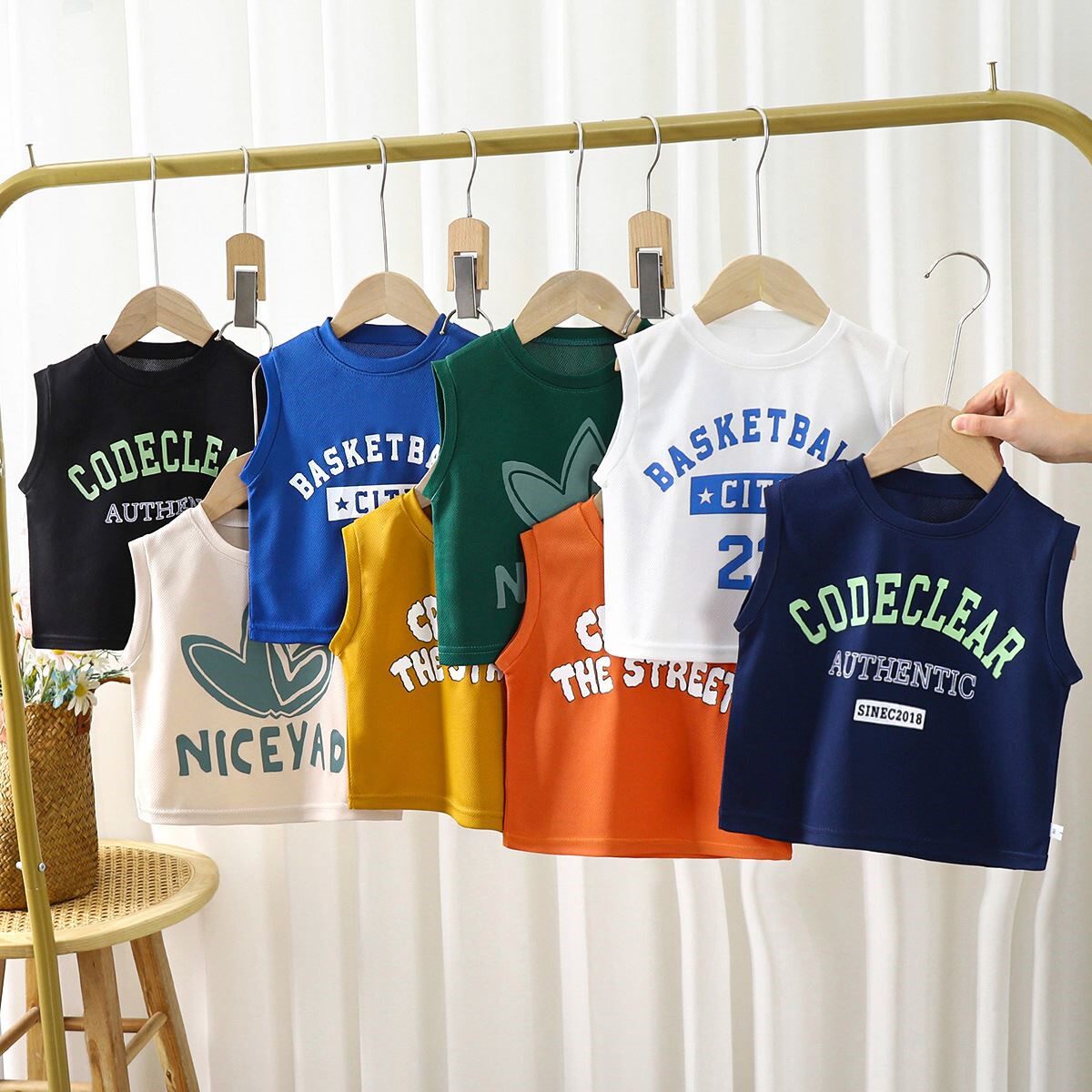 儿童夏季速干上衣运动薄款宽肩背心男童无袖t恤透气中小童短袖潮