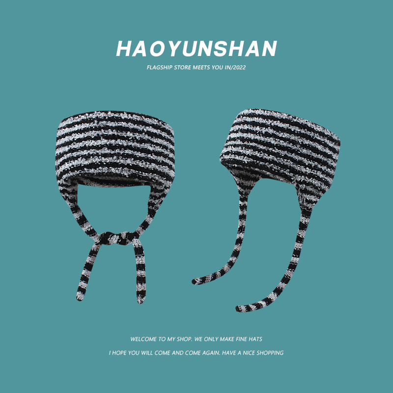 郝云杉毛线帽逛街女秋冬空顶