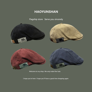 日系街头潮牌贴布标贝雷帽子女夏秋季 百搭嘻哈反戴鸭嘴帽前进帽男