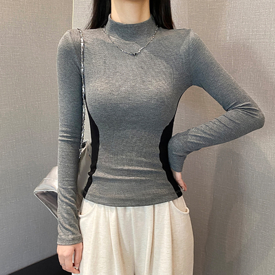 秋冬洋气保暖加厚磨毛长袖打底衫