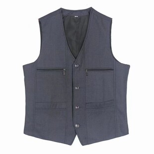 中老年马甲男士春秋薄款西服马甲爸爸装中年休闲背心口袋坎肩外套