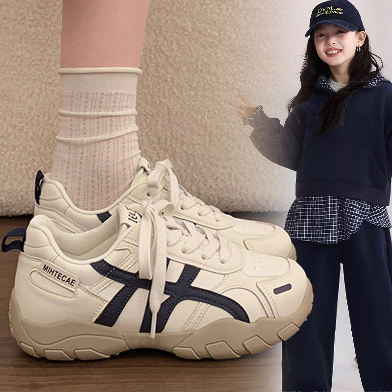 女童2026春秋新款小众韩版简约休闲运动鞋女款时尚百搭拼色阿甘鞋