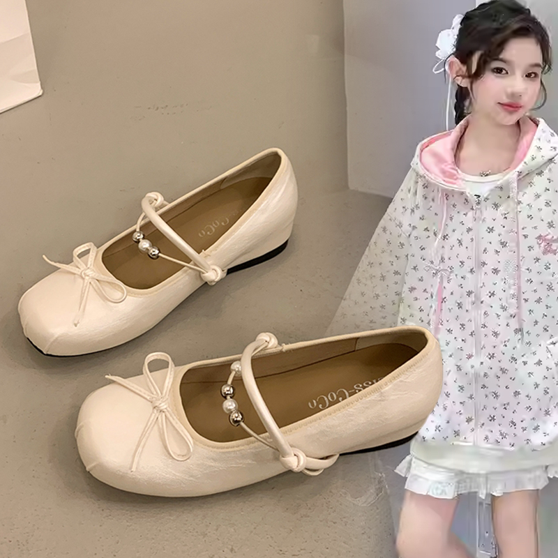 女童韩版小众甜美设计百搭休闲平底鞋女孩2026春季新款软底单鞋潮