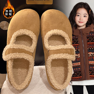 女童厚底增高勃肯鞋女冬季时尚2026年新款一脚蹬懒人鞋子勃肯棉鞋