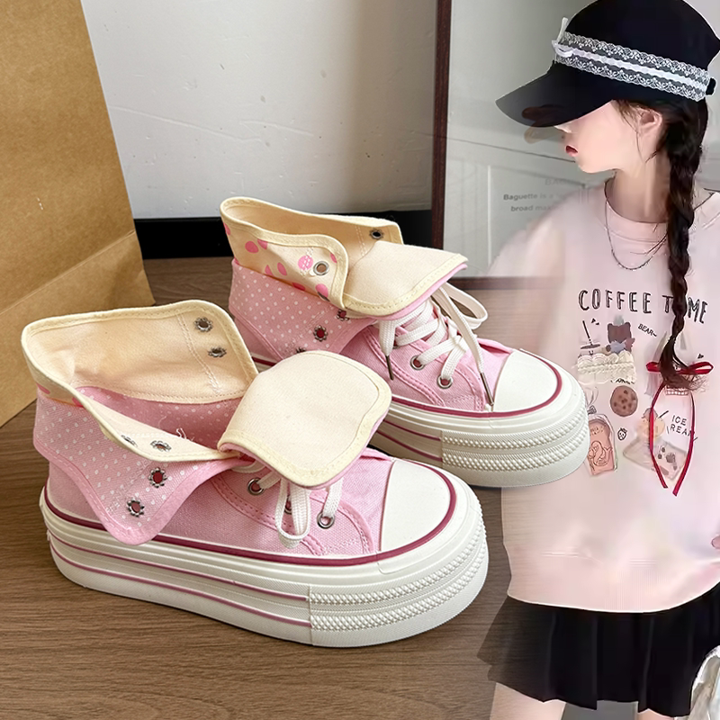 2026春季新款软底轻便高帮休闲鞋女童日常百搭拼色设计洋气帆布鞋