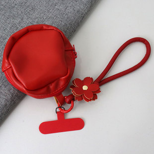 皮质的零钱包手腕挂绳通用手机壳包包挂件带小包可放钥匙扣耳机