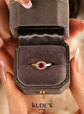 库迪家S925银培育红宝石女戒