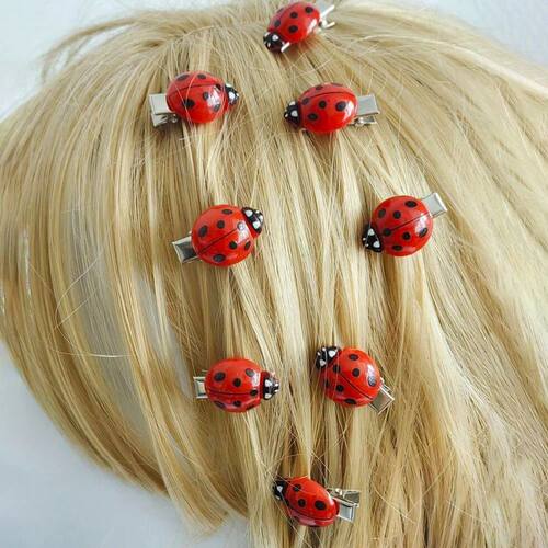10/20Pcs Ladybug Hair Clips, Animal Insect Hair Clips Back T
