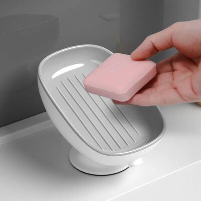 Suction Cup Soap Dish with Drainage: Double-Layer Anti-Slip