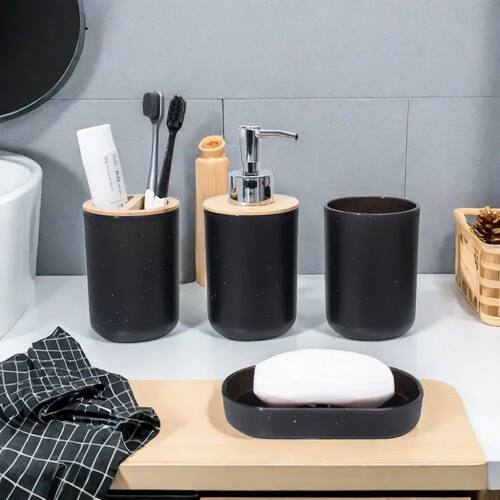 4Pcs/Set Soap Dispenser Box Toilet Brush Lotion Bottle Trash