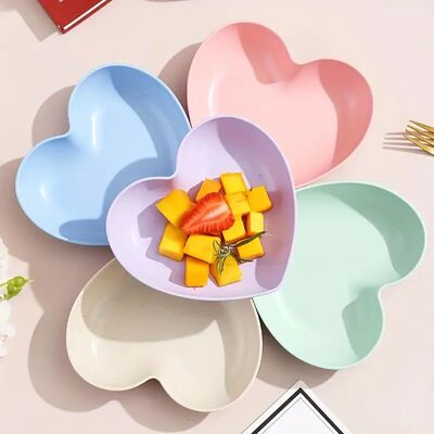 5pcs Love plate Home table bone spitting plate Snack plate D