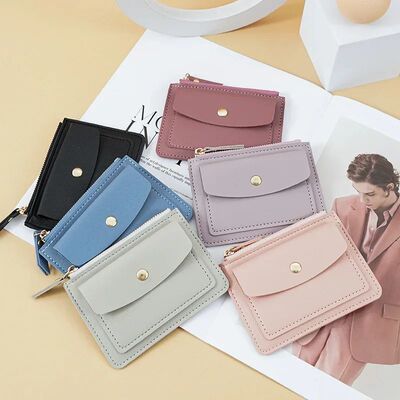 Short Simple Wallet Female PU Leather Purse Mini Zipper Soli