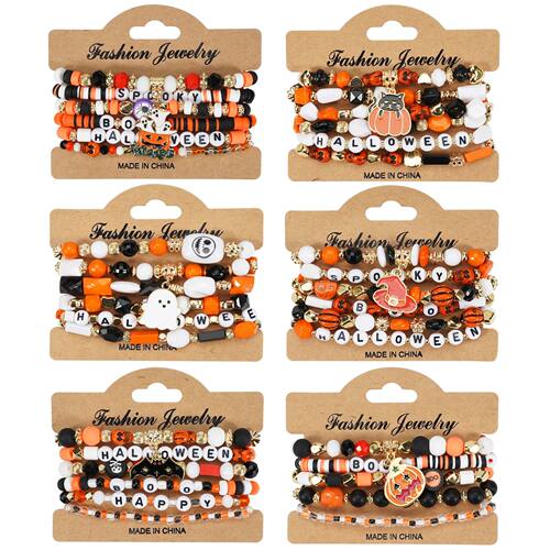 Halloween female bracelet spider pumpkin pendant stackable H