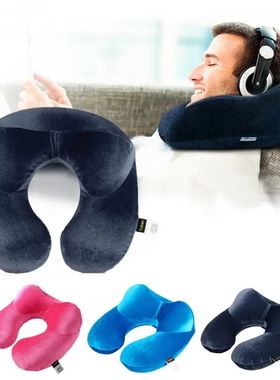 U-Shape Travel Pillow for Airplane Inflatable Neck Pillow Tr