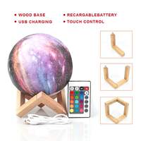 3D Print Moon Lamp 16 colors Remote LED Night Light Recharge thumbnail 5