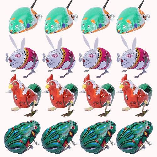 Wind-up Toys Clockwork Tin Toys Frog Rabbit Mouse Rooster Ch
